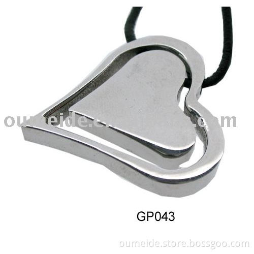 OEM/ODM Metal Factory Double Heart Shaped Stainless steel heart pendant